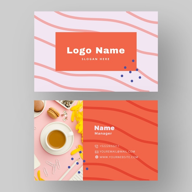 Business card design with coffee photo