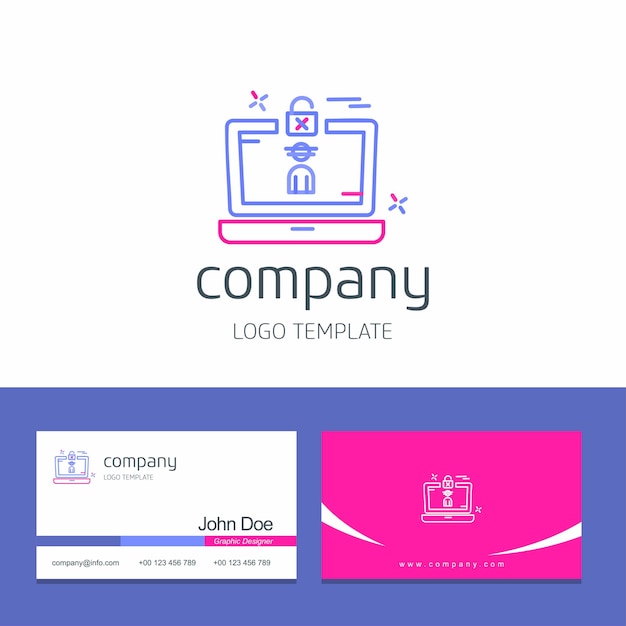 Free Vector business card design with  cyber security logo design vector