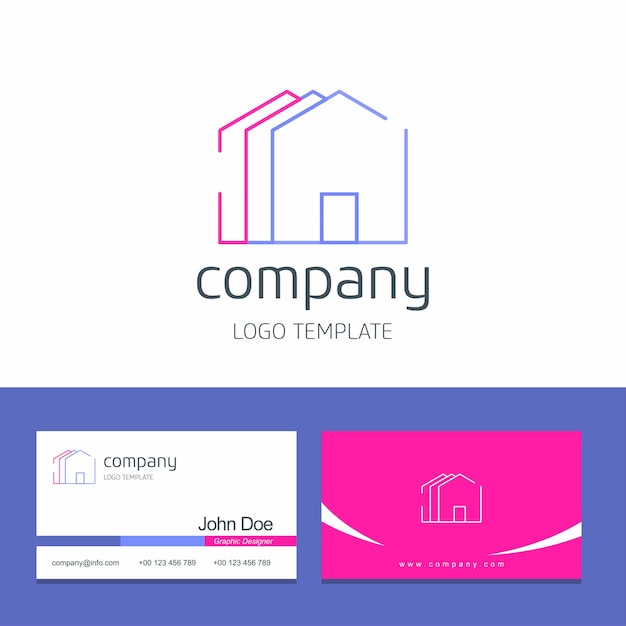 Business card design with home company logo vector