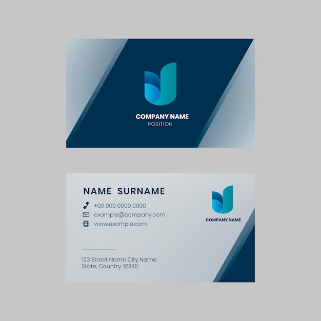 Free Vector business card editable template vector in blue tone