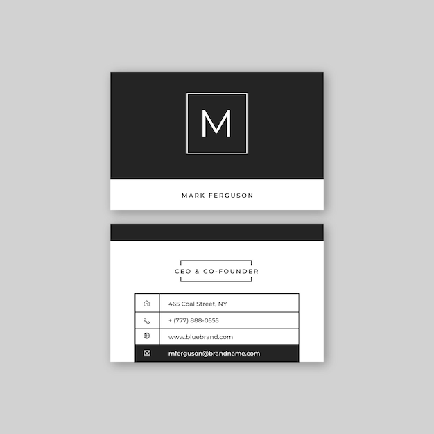 Free Vector business card monochrome concept