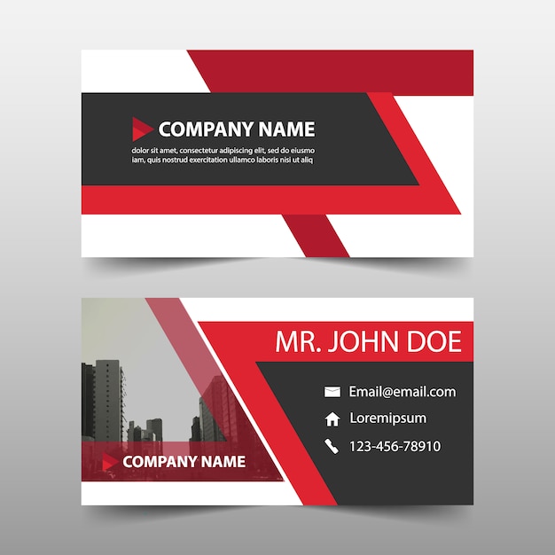 Business card, red color