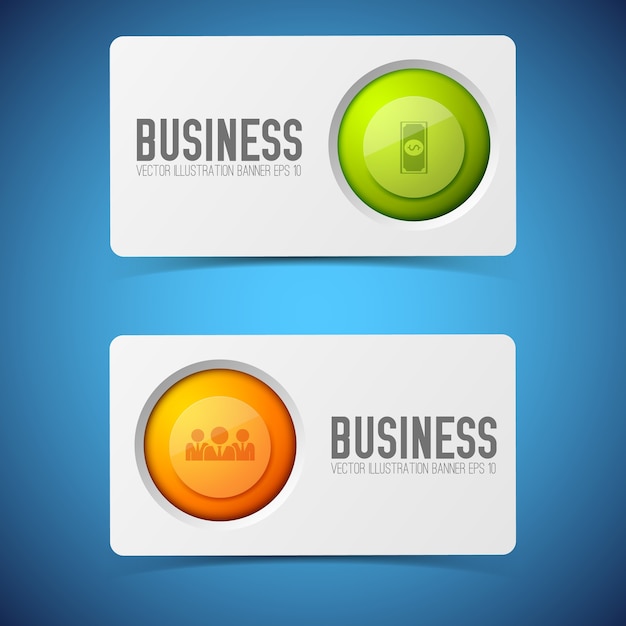 Business card set with text and round icons