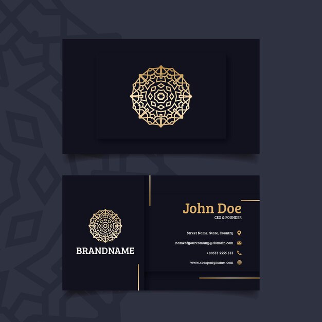 Business card template golden foil