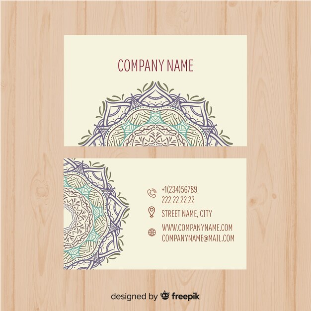 Business card template in mandala style