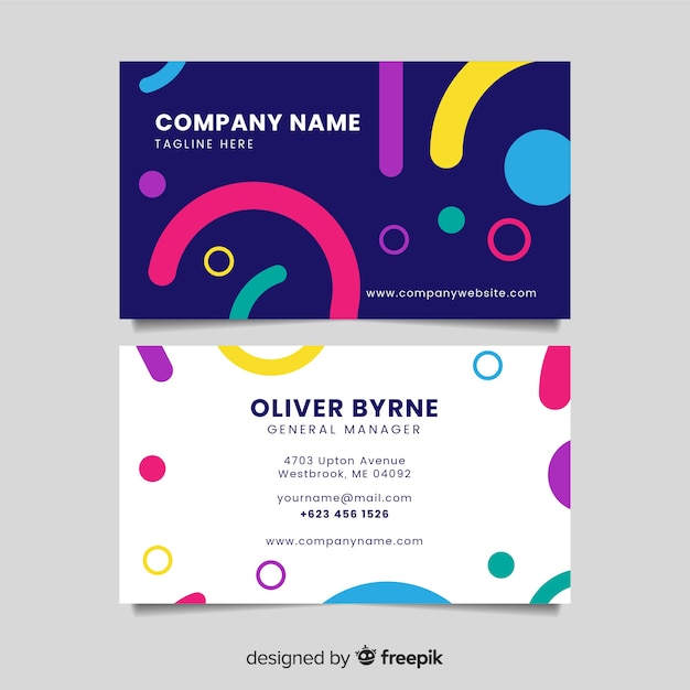 Business card template in memphis style