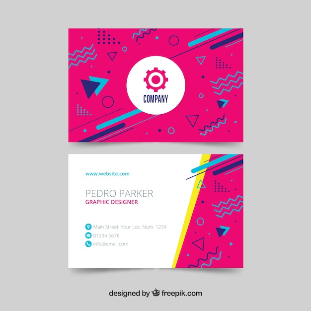 Free Vector business card template in memphis style