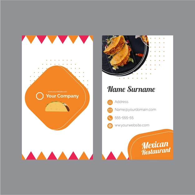 Business card template for mexican restaurant