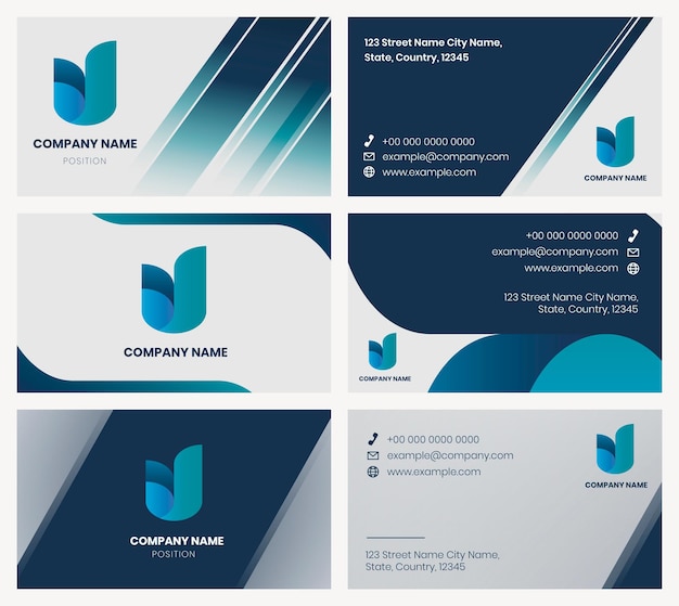 Business card template vector modern style set