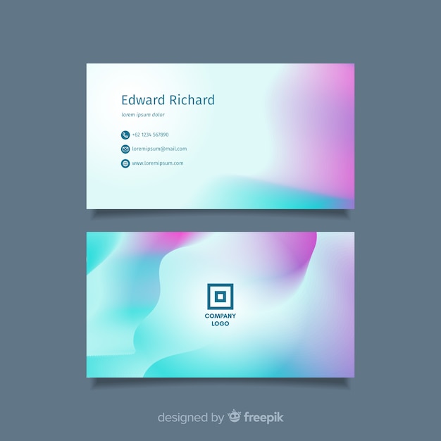 Business card template with abstract gradient shapes