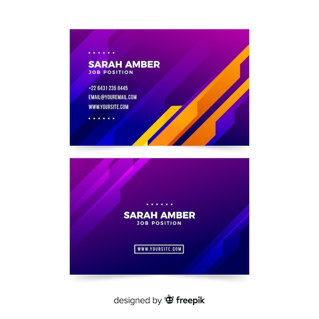 Business card template with abstract gradient shapes