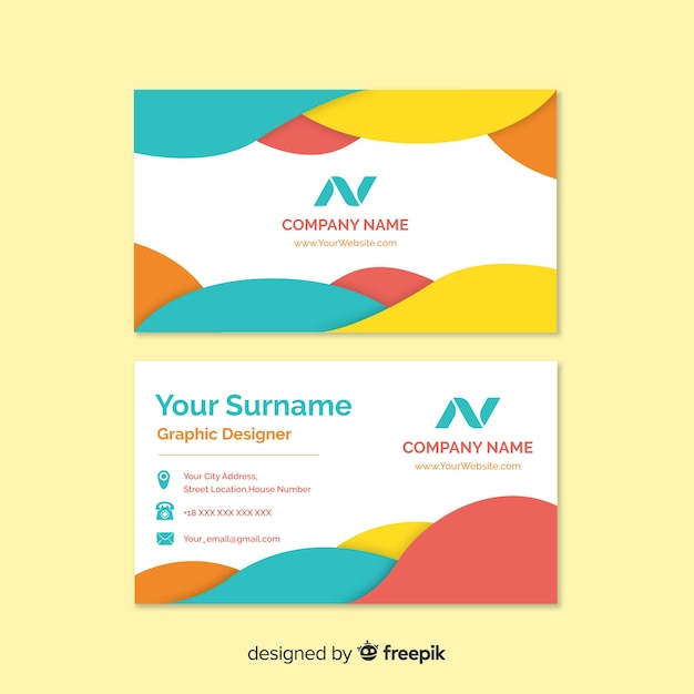 Business card template with abstract shape