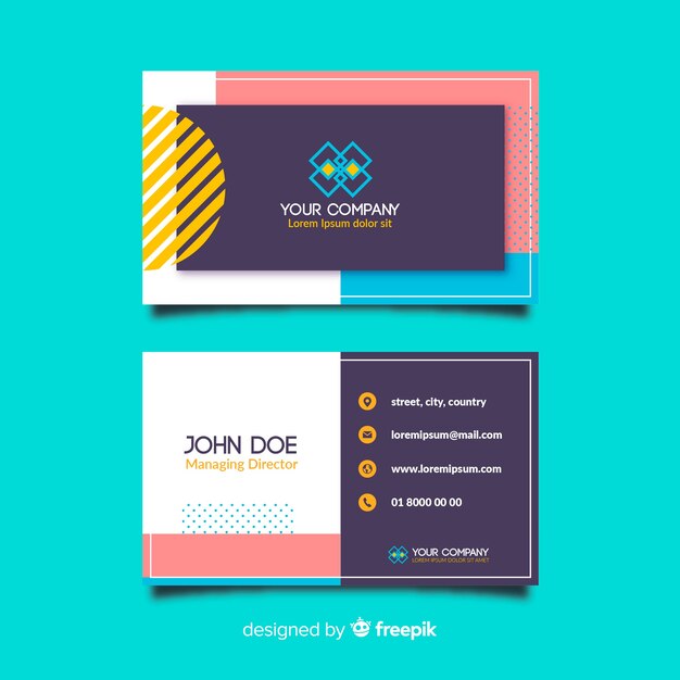 Business card template with abstract shape