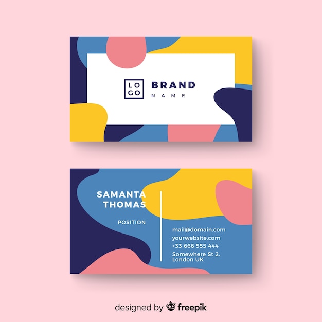 Business card template with abstract shapes