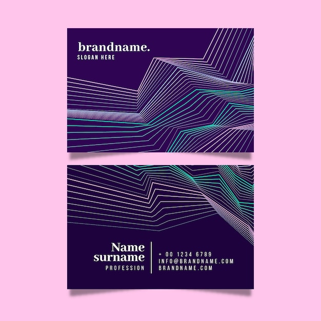 Free Vector business card template with distorted lines collection