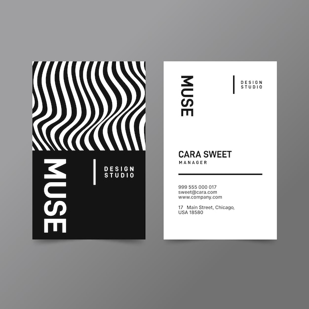 Business card template with distorted lines