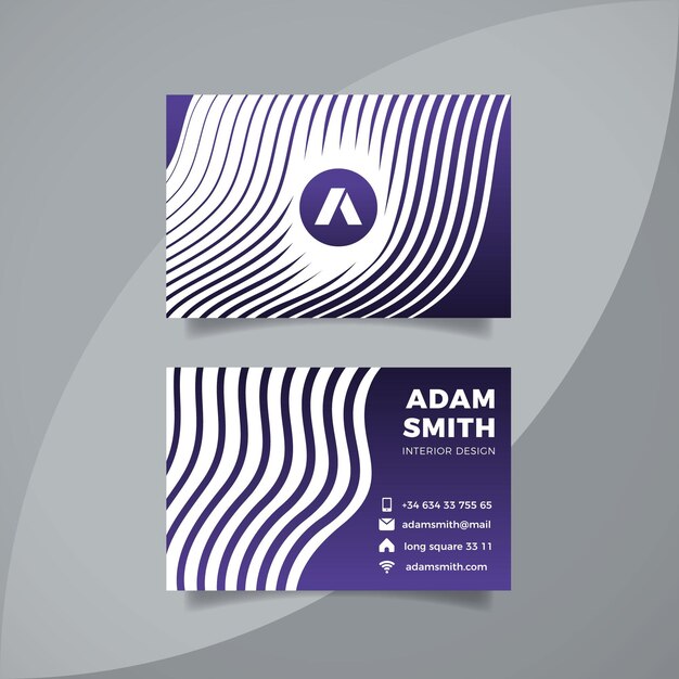 Business card template with distorted lines