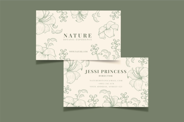 Business card template with floral theme