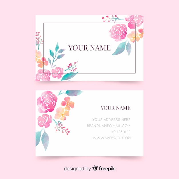 Business card template with flowers