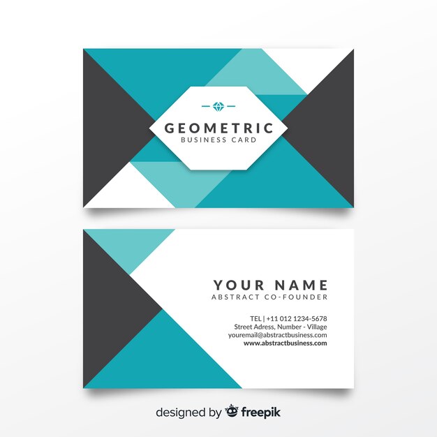 Business card template with geometric shapes