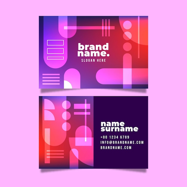 Business card template with gradient abstract shapes