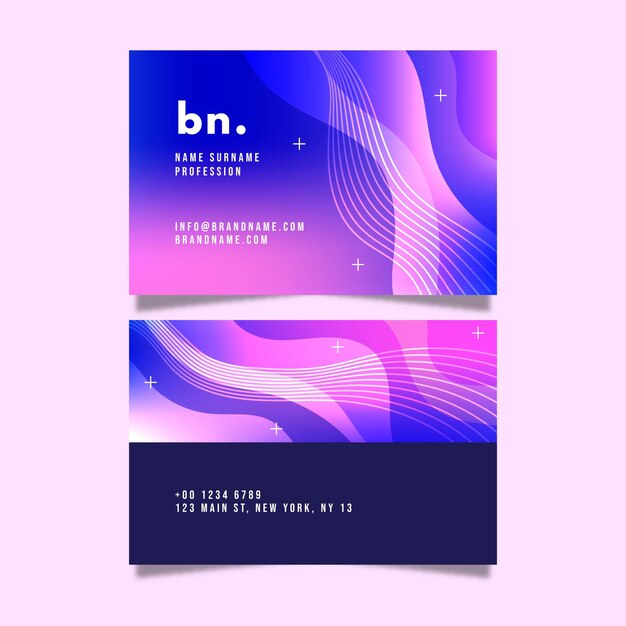 Business card template with gradient abstract shapes