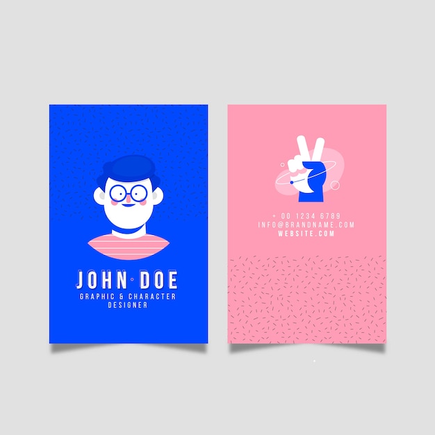 Business card template with illustration