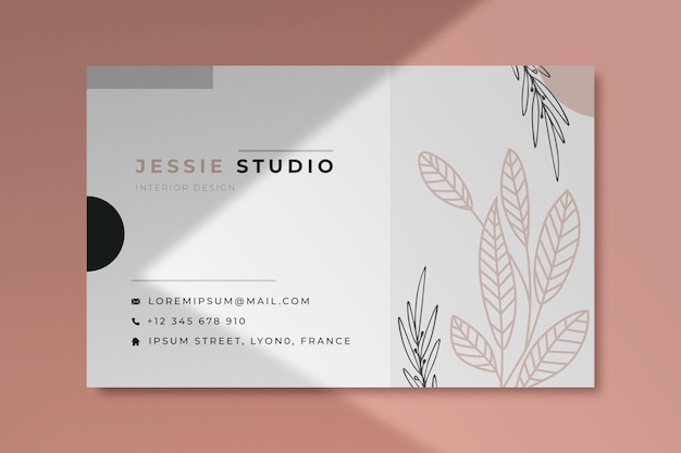 Business card template with leaves