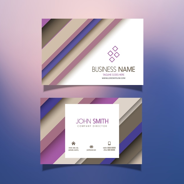 Business card template with a modern striped design