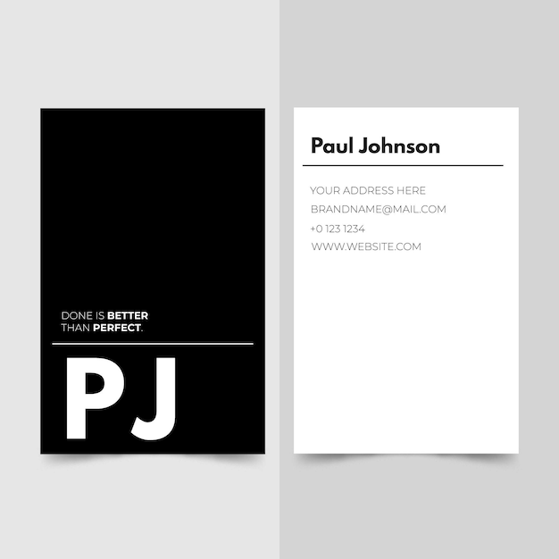 Business card template with monochrome design