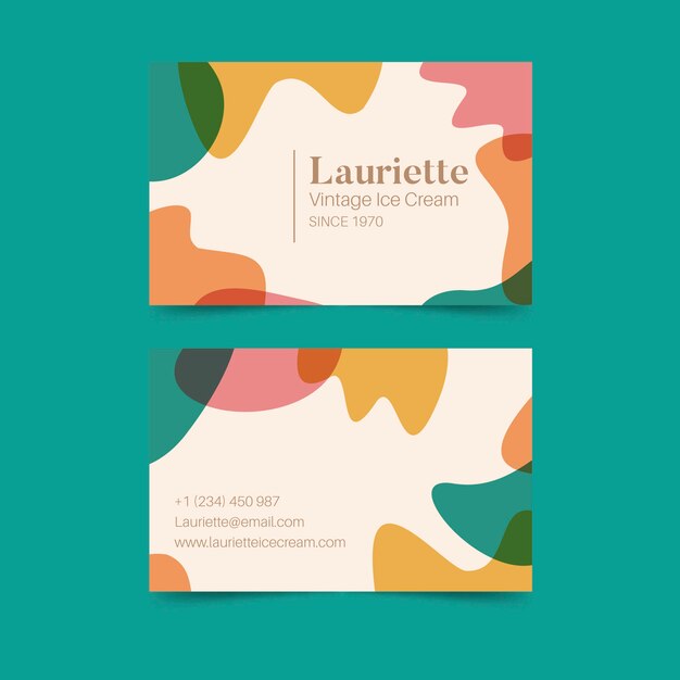 Business card template with pastel-colored stains