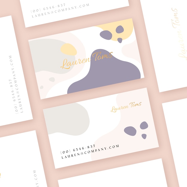 Free vector business card template with pastel-colored stains