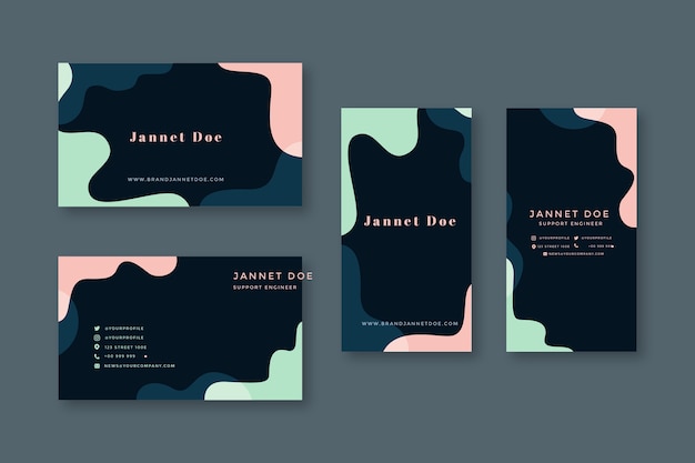 Free Vector business card template with pastel designs