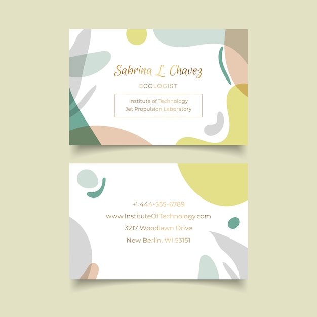 Business card template with pastel shapes