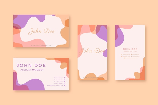 Business card template with pastel stains