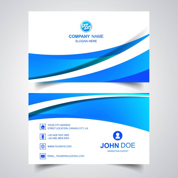 Business card template with wave