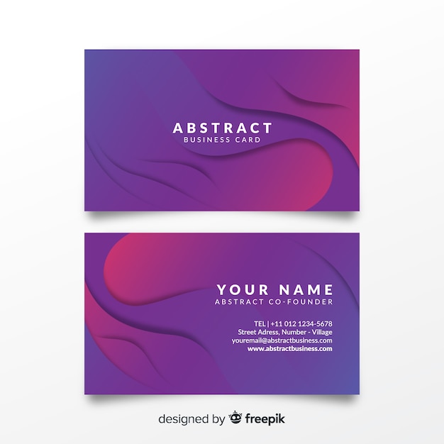 Free Vector business card with abstract wavy shapes