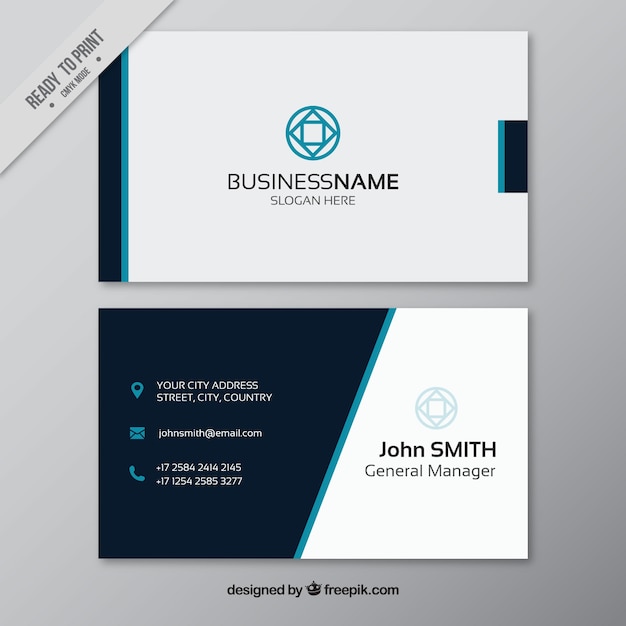 Business card with blue elements