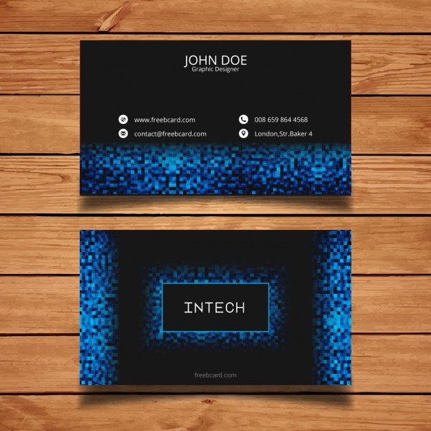 Free Vector business card with blue pixels