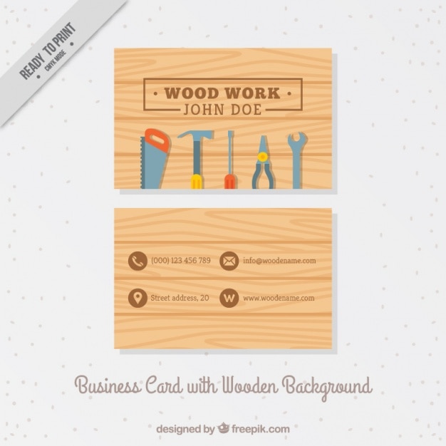 Free Vector business card with carpentry tools