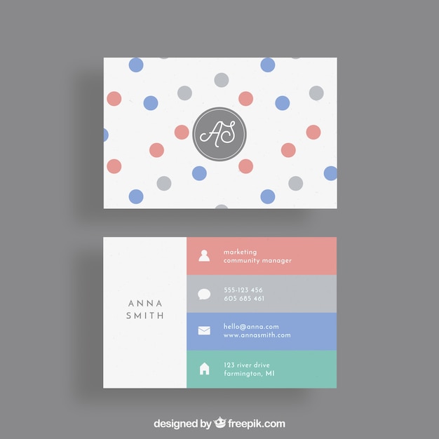 Business card with circles and colorful stripes