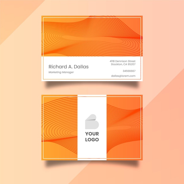 Business card with disorted lines theme