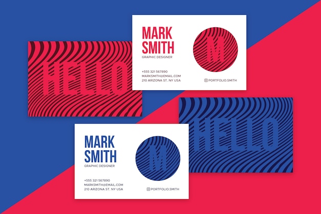 Free Vector business card with distorted lines