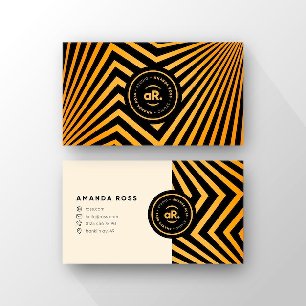 Free Vector business card with distorted lines