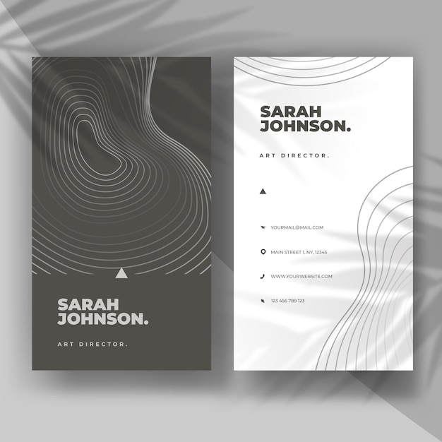 Business card with distorted lines