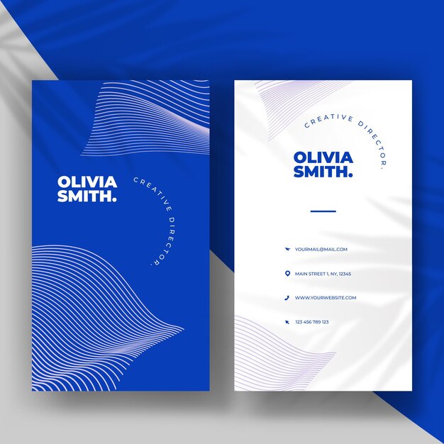 Business card with distorted lines