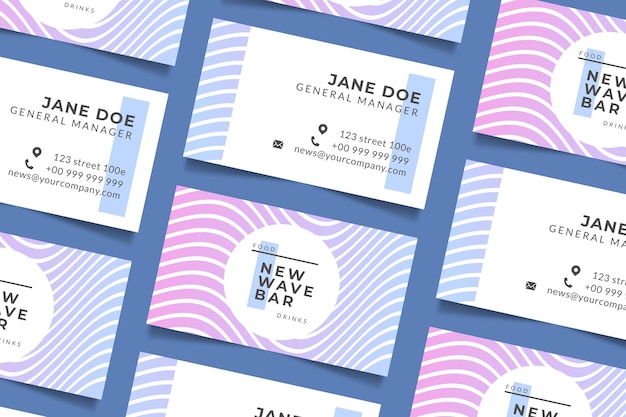 Free Vector business card with distorted lines