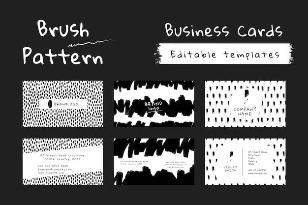 Business card with ink brush pattern set