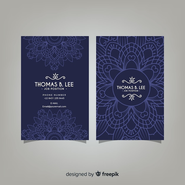 Free Vector business card with mandala design