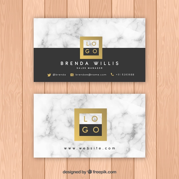 Business card with marble texture